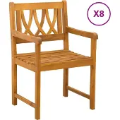 vidaXL Gartenstühle 8 Stk. Natur Massives Akazienholz