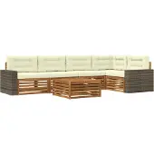 vidaXL Outdoor-Sofagarnitur 6 stk. Natur und Creme Polyester