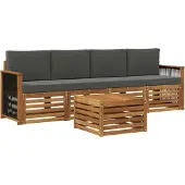vidaXL Outdoor-Sofagarnitur 5 Stk. Natur und Anthrazit