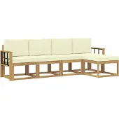 vidaXL Outdoor-Sofagarnitur 5 Stk. Weiß und Creme