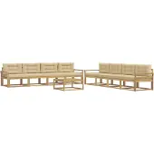 vidaXL Outdoor-Sofagarnitur 9 pcs Weiß und Beige 79 x 79 x 37 cm