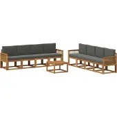 vidaXL Outdoor-Sofagarnitur 9 stk. Natur und Anthrazit Polyester