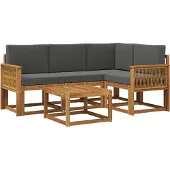 vidaXL Outdoor-Sofagarnitur 5 stk. Natur und Anthrazit Polyester