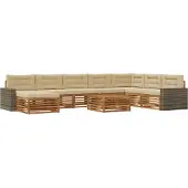 vidaXL Outdoor-Sofagarnitur 9 pcs Natur und Beige Massivholz Akazie