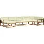 vidaXL Outdoor-Sofagarnitur mit Kissen 7 pcs Weiß und Creme