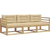 vidaXL Outdoor-Sofagarnitur 3 Stk. Weiß und Beige Polyester