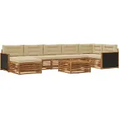 vidaXL Outdoor-Sofagarnitur mit Kissen 8 pcs Natur und Beige