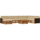 vidaXL Outdoor-Sofagarnitur 9 Stk. Natur und Beige Massivholz Akazie