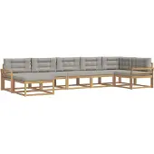 vidaXL Outdoor-Sofagarnitur 7 Stk. Weiß und Hellgrau
