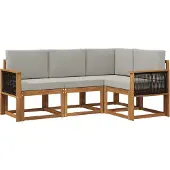 vidaXL Outdoor-Sofagarnitur 4 stk. Natürlich und Hellgrau Polyester