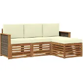 vidaXL Outdoor-Sofagarnitur 4 Stk. Natur und Creme