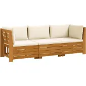vidaXL Outdoor-Sofagarnitur mit Kissen 3 Stück Braun Massivholz Akazie
