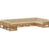vidaXL Sofagarnituren 10 stk. Natur und Beige Massivholz Akazie