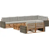 vidaXL Outdoor-Sofagarnitur mit Kissen 9 pcs
