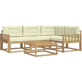 vidaXL Outdoor-Sofagarnitur 5 Stk. Weiß und Creme Polyester