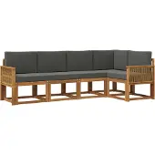 vidaXL Outdoor-Sofagarnitur 5 Stk. Natur und Anthrazit Polyester