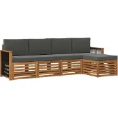 vidaXL Outdoor-Sofagarnitur mit Kissen 5 pcs Natur und Anthrazit