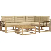 vidaXL Outdoor-Sofagarnitur 5 Stk. Weiß und Beige Polyester