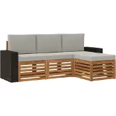vidaXL Outdoor-Sofagarnitur 4 Stk. Natürlich und Hellgrau