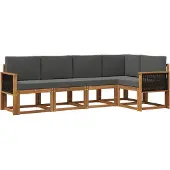 vidaXL Outdoor-Sofagarnitur 5 Stk. Natur und Anthrazit Polyester
