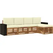 vidaXL Outdoor-Sofagarnitur 5 stk. Natur und Creme