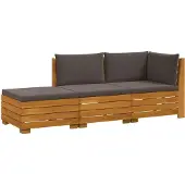vidaXL Outdoor-Sofagarnitur mit Kissen 3 Stück Braun Massivholz Akazie