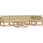 vidaXL Outdoor-Sofagarnitur 6 stk. Weiß und Beige Polyester