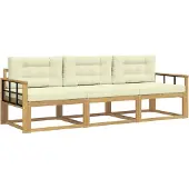 vidaXL Outdoor-Sofagarnitur mit Kissen 3 pcs Weiß und Creme Polyester
