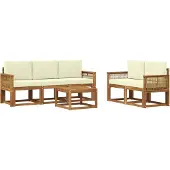 vidaXL Outdoor-Sofagarnitur 6 stk. Natur und Creme Polyester