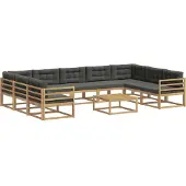 vidaXL Outdoor-Sofagarnitur mit Kissen 10 pcs Weiß und Anthrazit