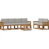 vidaXL Outdoor-Sofagarnitur 7 stk. Natürlich und Hellgrau Polyester