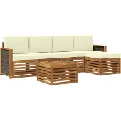 vidaXL Outdoor-Sofagarnitur 6 stk. Natur und Creme