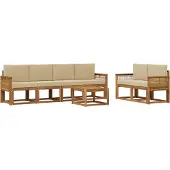 vidaXL Outdoor-Sofagarnitur 7 Stk. Natur und Beige Polyester