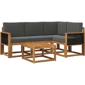 vidaXL Outdoor-Sofagarnitur 5 stk. Natur und Anthrazit Polyester