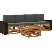 vidaXL Outdoor-Sofagarnitur 5 stk. Natur und Anthrazit