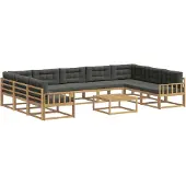 vidaXL Outdoor-Sofagarnitur mit Kissen 10 pcs Weiß und Anthrazit