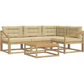 vidaXL Outdoor-Sofagarnitur 5 stk. Weiß und Beige Polyester