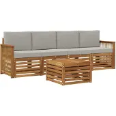 vidaXL Outdoor-Sofagarnitur 5 stk. Natürlich und Hellgrau