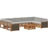 vidaXL Outdoor-Sofagarnitur 10 stk. Natürlich und Hellgrau