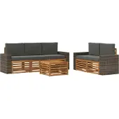 vidaXL Outdoor-Sofagarnitur 6 Stk. Natur und Anthrazit
