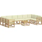 vidaXL Outdoor-Sofagarnitur 11 Stk. Weiß und Creme
