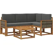 vidaXL Outdoor-Sofagarnitur 5 stk. Natur und Anthrazit Polyester