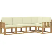 vidaXL Outdoor-Sofagarnitur 5 stk. Weiß und Creme