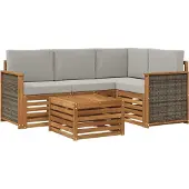 vidaXL Outdoor-Sofagarnitur 5 Stk. Natürlich und Hellgrau Polyester