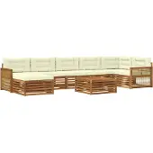 vidaXL Outdoor-Sofagarnitur mit Kissen 8 pcs Natur und Creme
