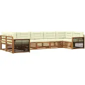 vidaXL Outdoor-Sofagarnitur mit Kissen 7 pcs Natur und Creme