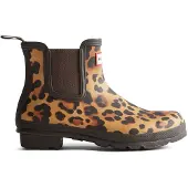 Hunter Chelsea Boots Unisex Leopard Braun Gummi