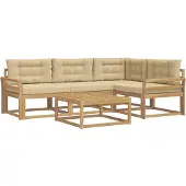 vidaXL Outdoor-Sofagarnitur 5 Stk. Weiß und Beige Polyester