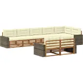 vidaXL Outdoor-Sofagarnitur mit Kissen 8 pcs Natur und Creme