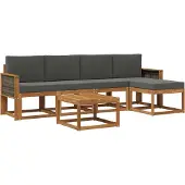 vidaXL Outdoor-Sofagarnitur 6 Stk. Natur und Anthrazit Polyester